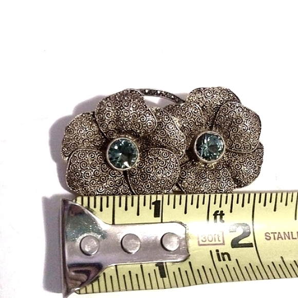 THEODORE FAYRNER ORIGINAL ART DECO 1920s STERLING SILVER .925 TOURMALINE BROOCH - Picture 6 of 9